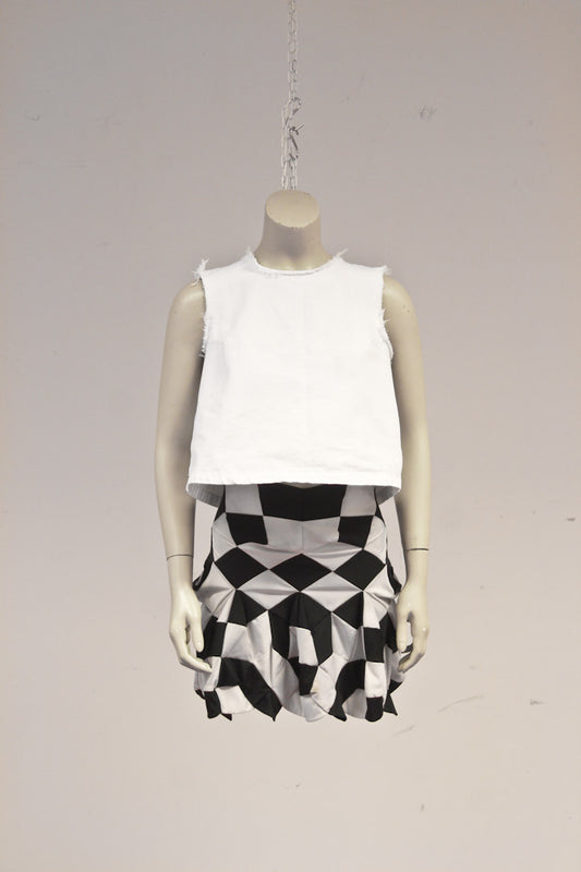 Junya Watanabe x Comme des garcons zwart/wit geblokte ballon rok