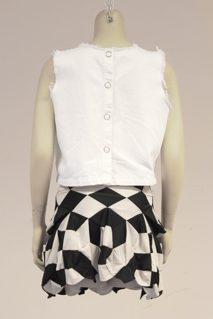 Junya Watanabe x Comme des garcons zwart/wit geblokte ballon rok