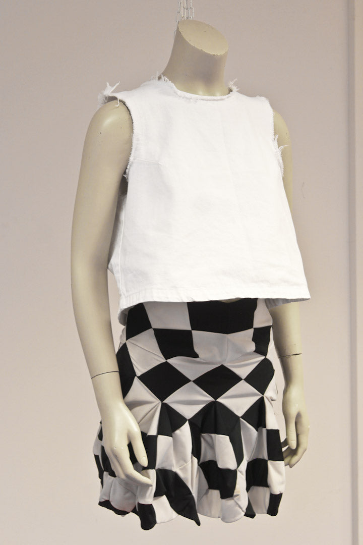 Junya Watanabe x Comme des garcons zwart/wit geblokte ballon rok