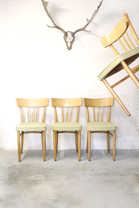 Set houten eetkamer / keukenstoelen jaren 50 60