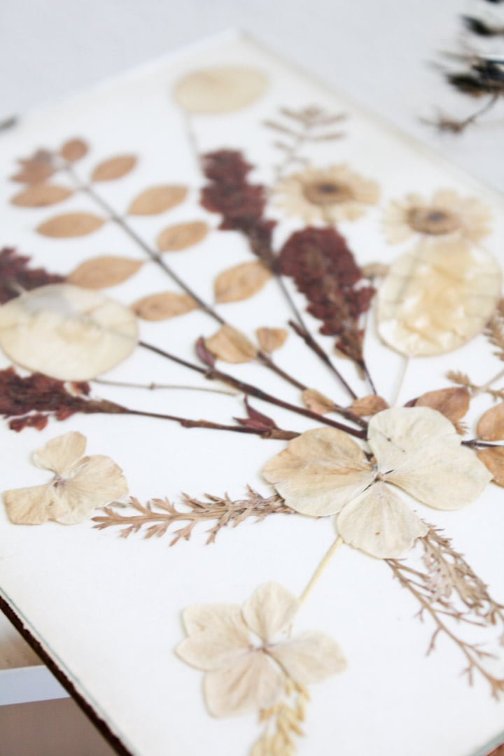 Vintage droogbloem lijstje boeket