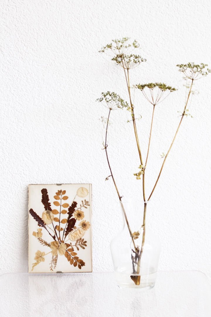 Vintage droogbloem lijstje boeket