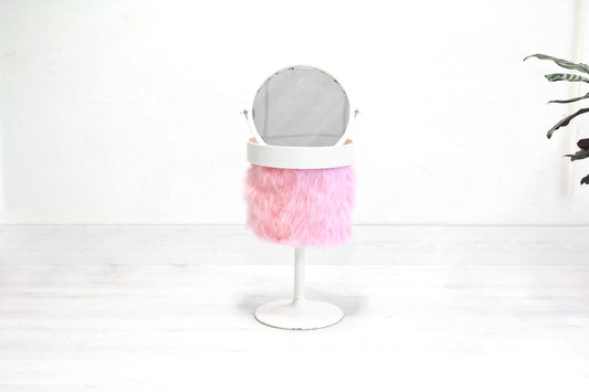 Vintage make-up tafel jaren 70 furry fluffy roze
