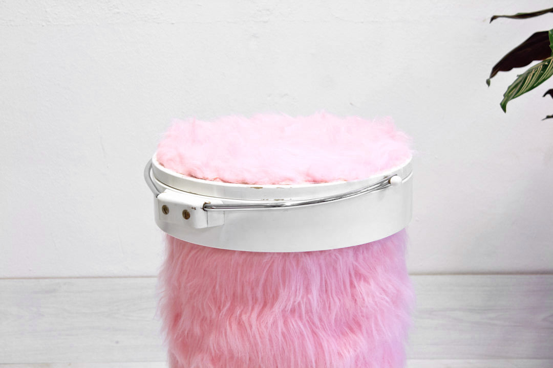 Vintage make-up tafel jaren 70 furry fluffy roze