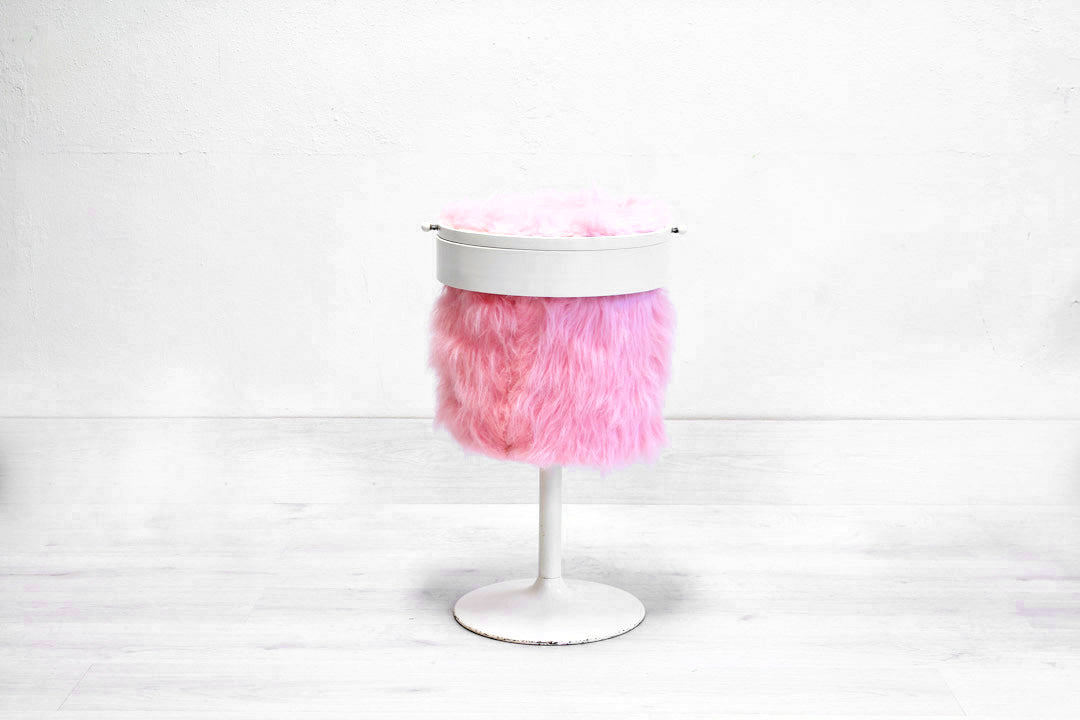 Vintage make-up tafel jaren 70 furry fluffy roze