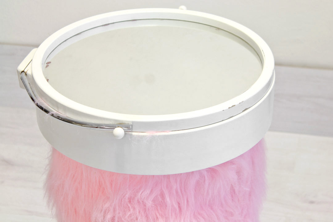 Vintage make-up tafel jaren 70 furry fluffy roze