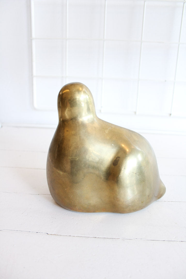 Vintage messing beeld walrus 18,5 cm