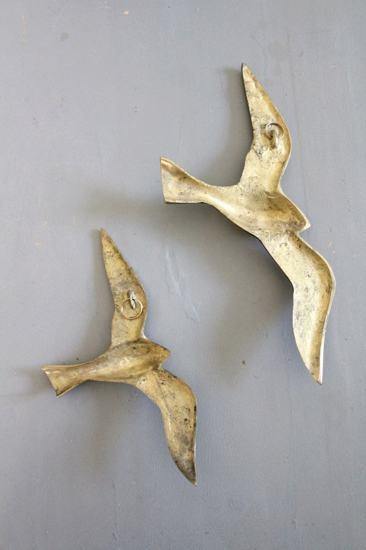 Vintage messing vogels voor aan de wand