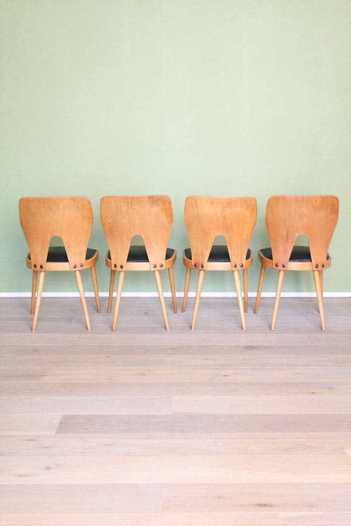4x Oswald Haerdtl / Thonet stijl vintage eetkamerstoelen