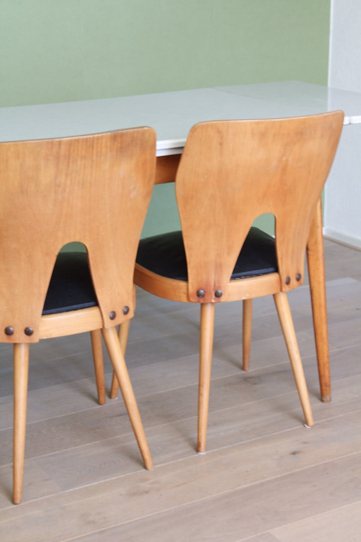 4x Oswald Haerdtl / Thonet stijl vintage eetkamerstoelen