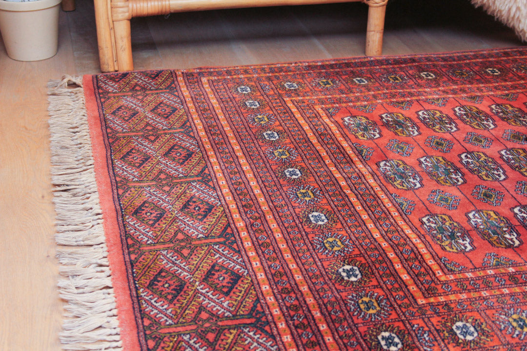 Vintage Bokhara Perzisch vloerkleed oranje / rood 173 x 115 cm