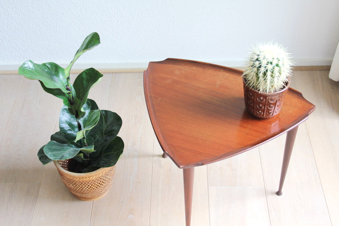 Vintage dienblad bijzettafel teak