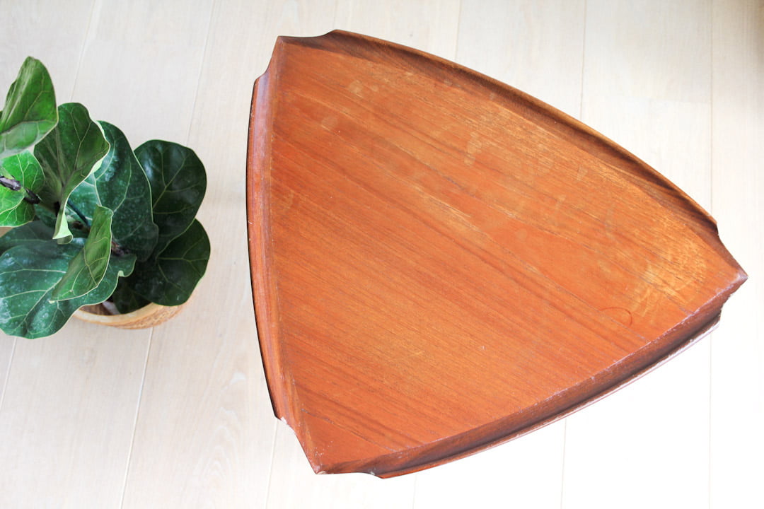 Vintage dienblad bijzettafel teak