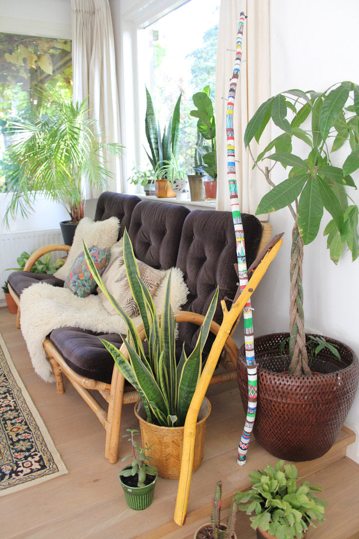 Vintage rotan bank jaren 70 velours