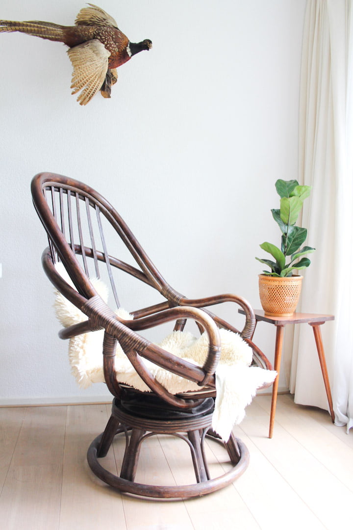 Vintage Rotan draaistoel