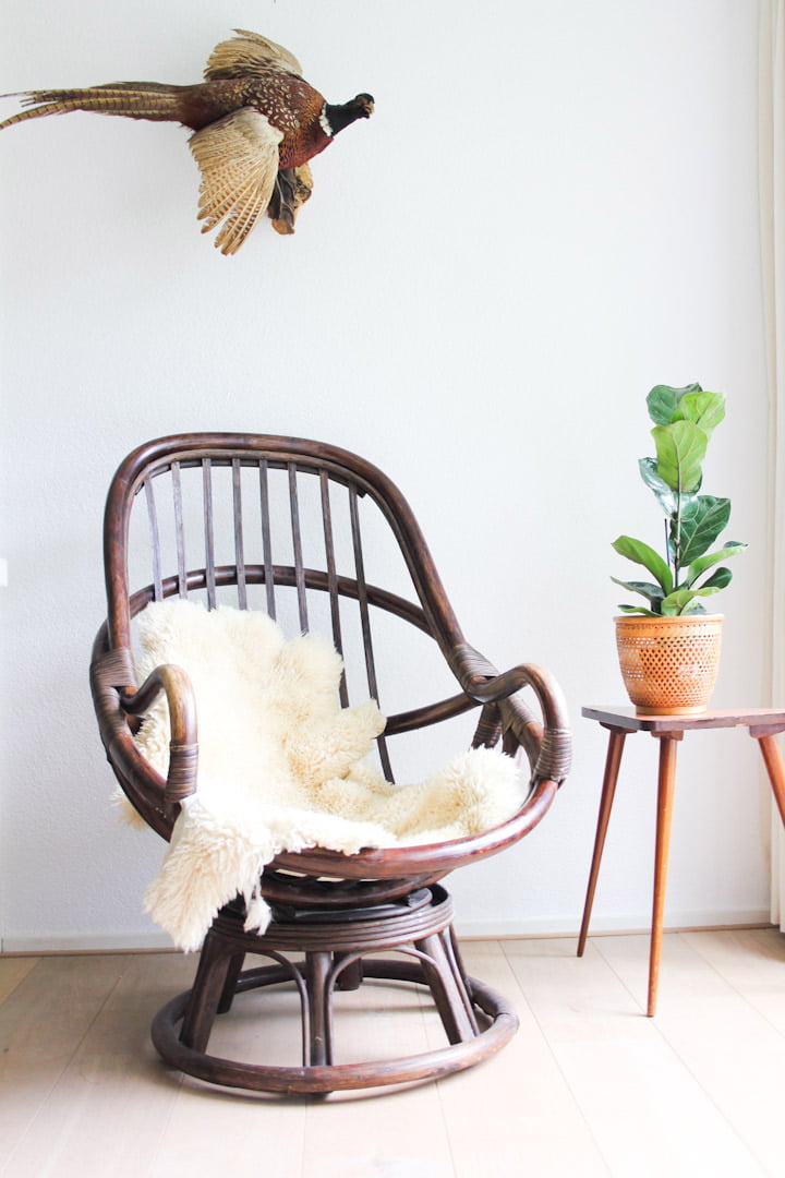 Vintage Rotan draaistoel