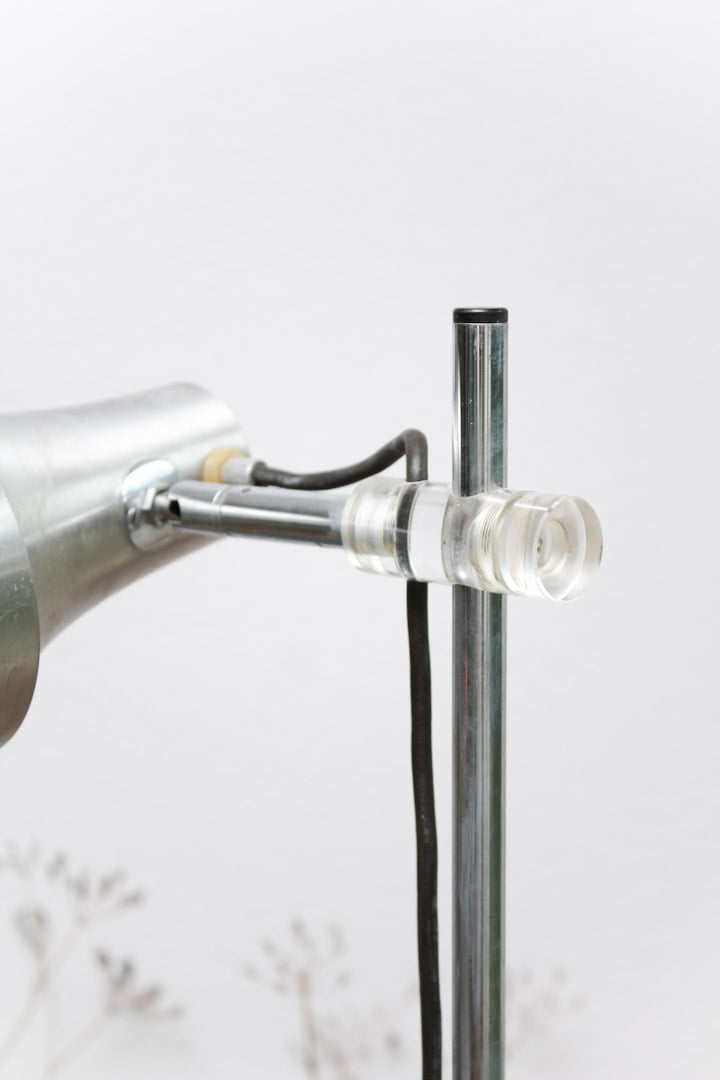 Vintage RVS vloerlamp met spot
