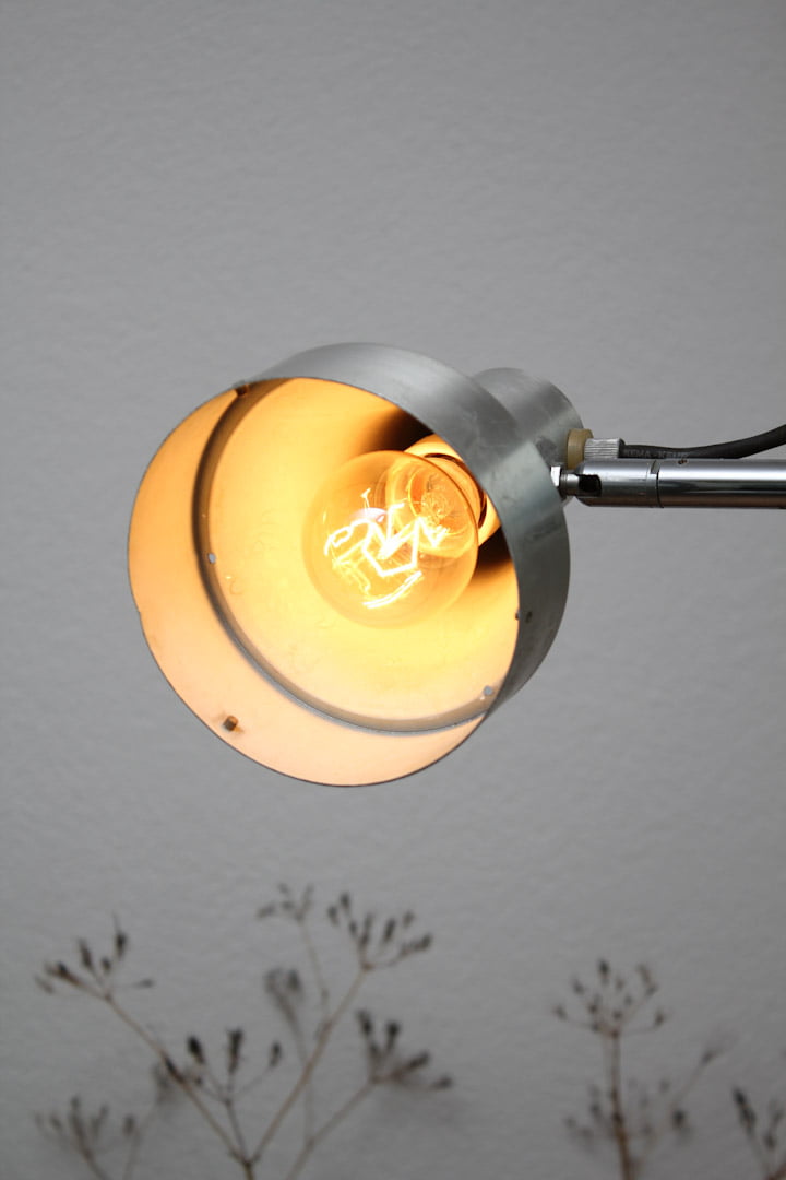 Vintage RVS vloerlamp met spot
