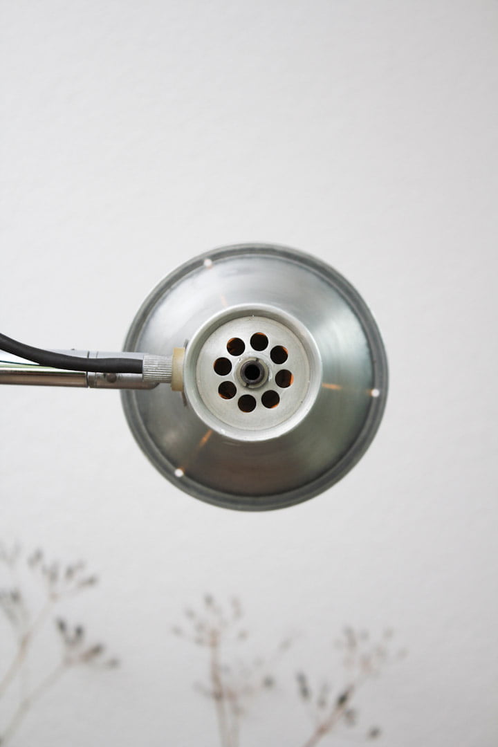 Vintage RVS vloerlamp met spot