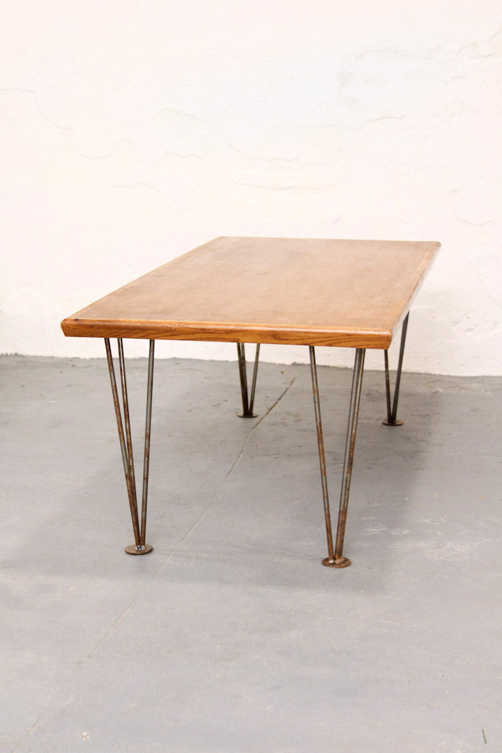 Vintage houten salontafel hairpin legs