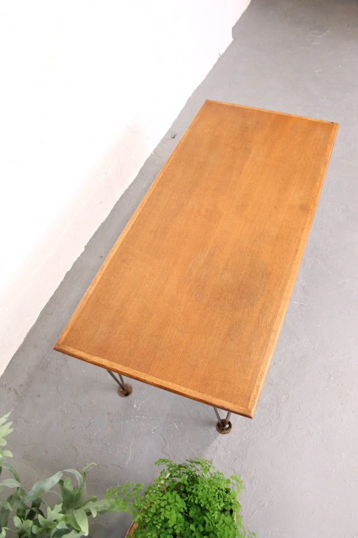 Vintage houten salontafel hairpin legs