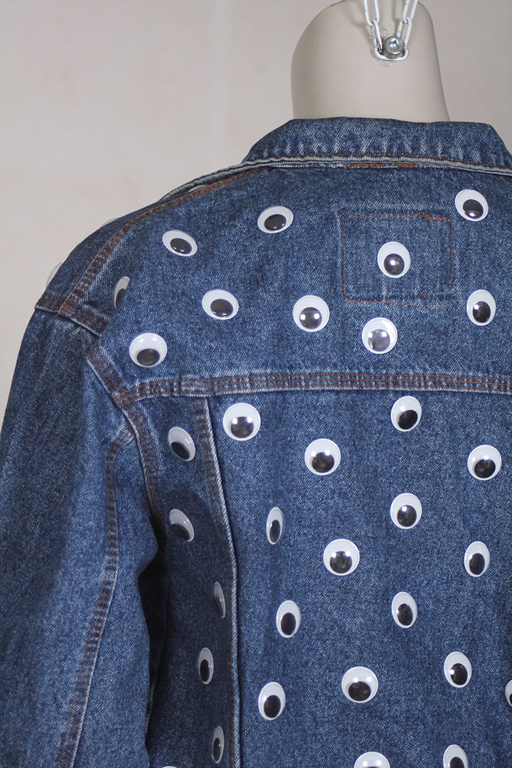 Googly eyes vintage spijkerjasje