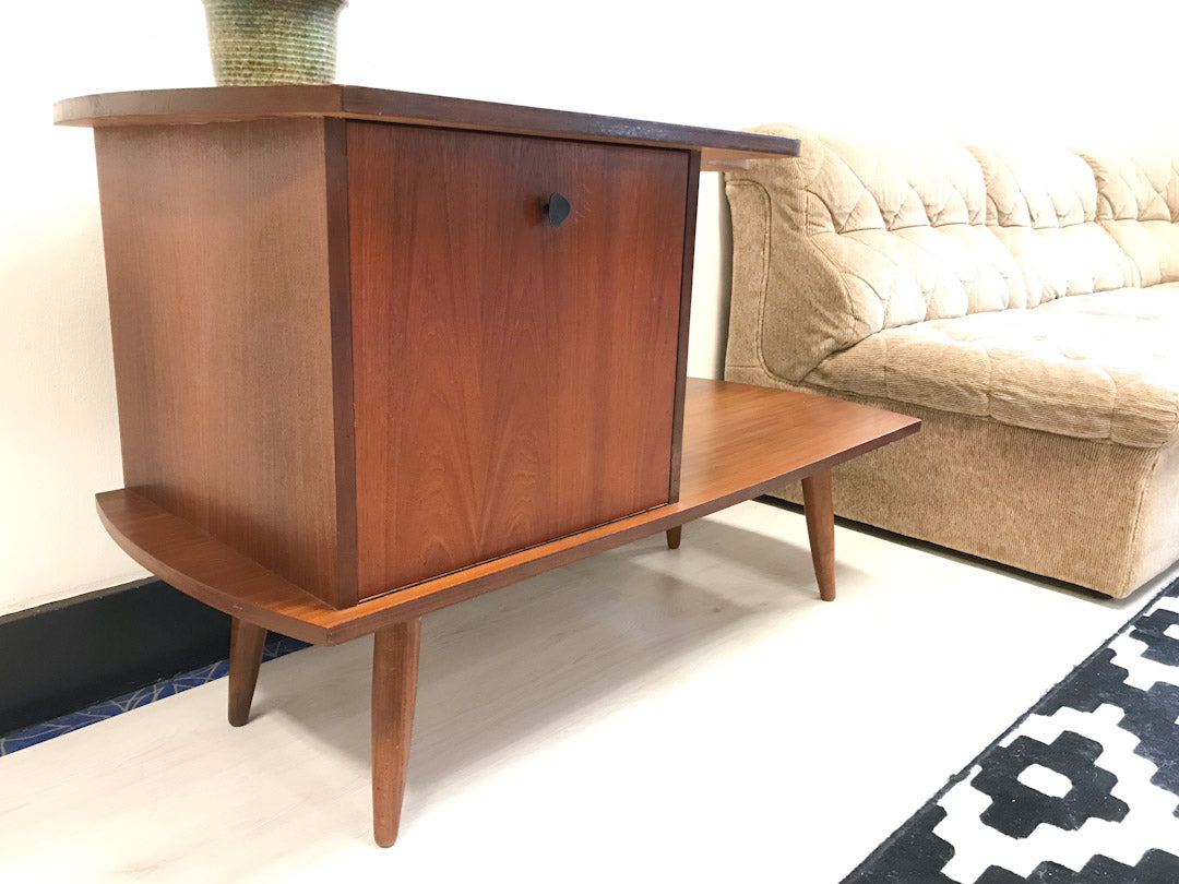 Vintage telefoonkastje / sidetable van teakhout fineer jaren 60