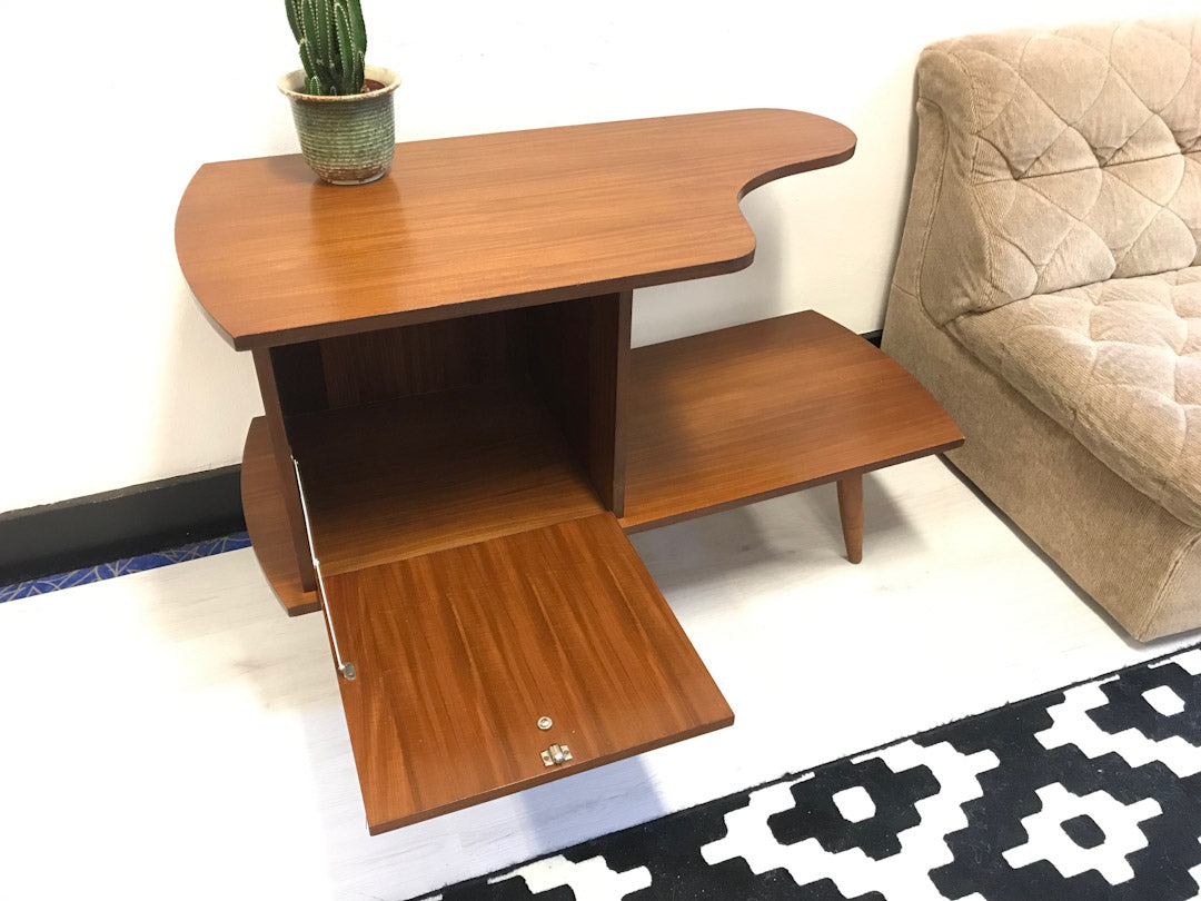 Vintage telefoonkastje / sidetable van teakhout fineer jaren 60