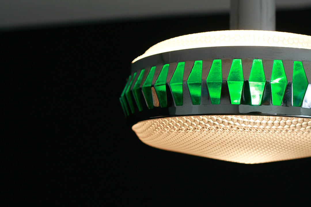 Vintage ufo lamp chroom groen
