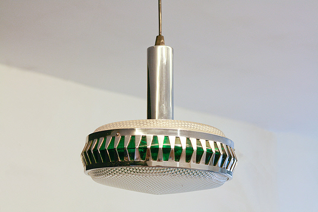 Vintage ufo lamp chroom groen
