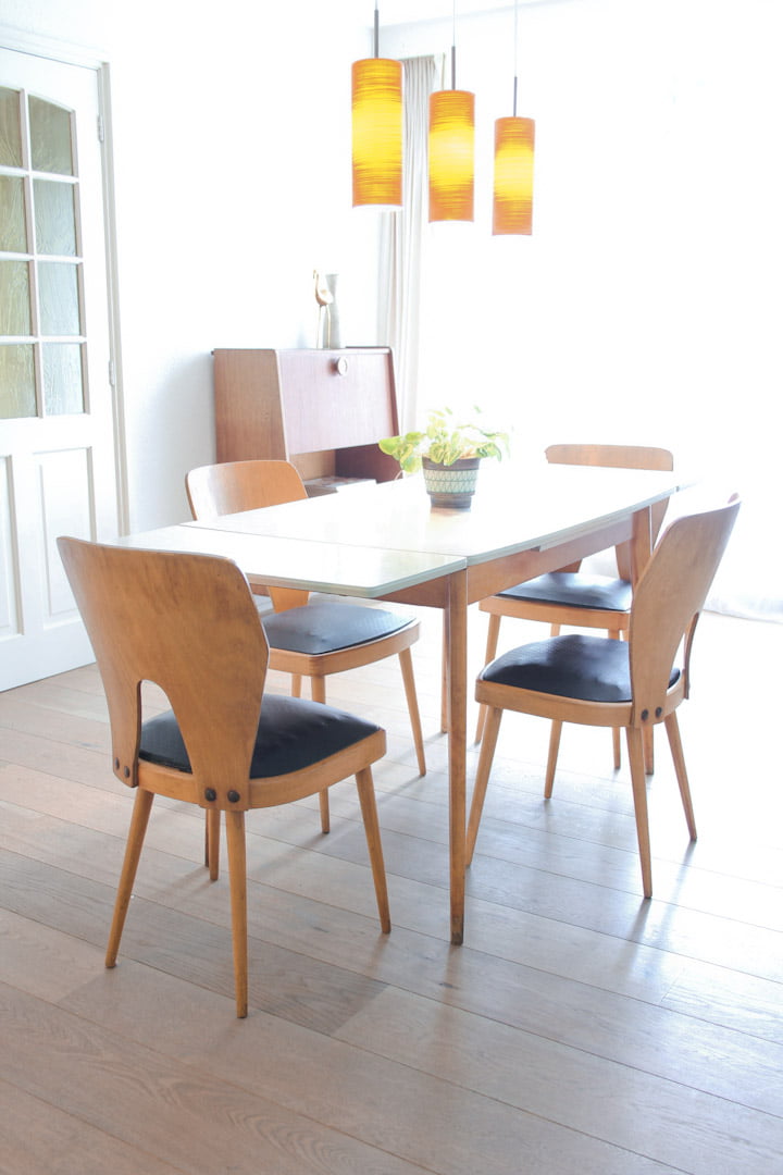 vintage uitschuifbare formica eettafel