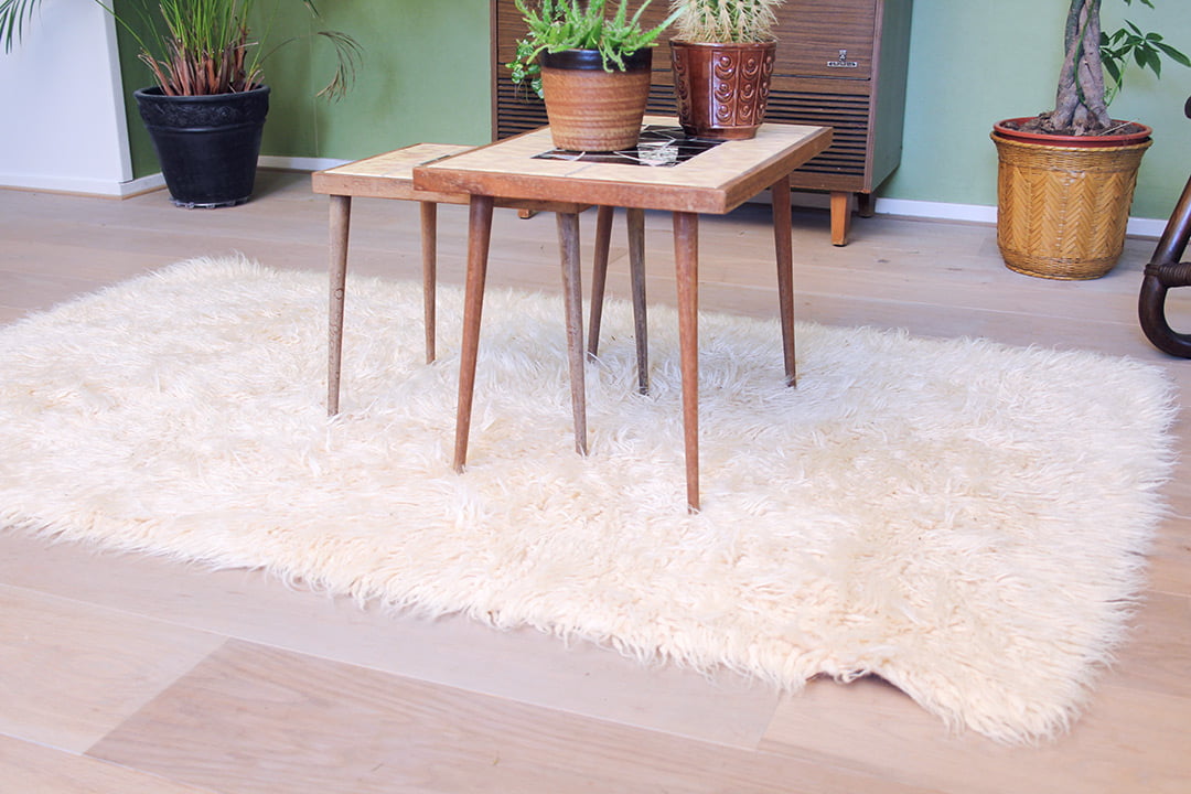 Vintage Flokati schapenvacht vloerkleed 160 x 97
