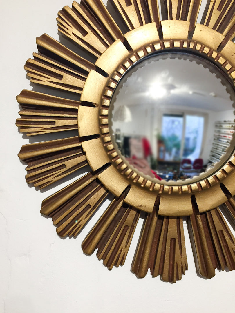 Vintage zonnespiegel gouden ronde Butler's Eye diameter 40 cm