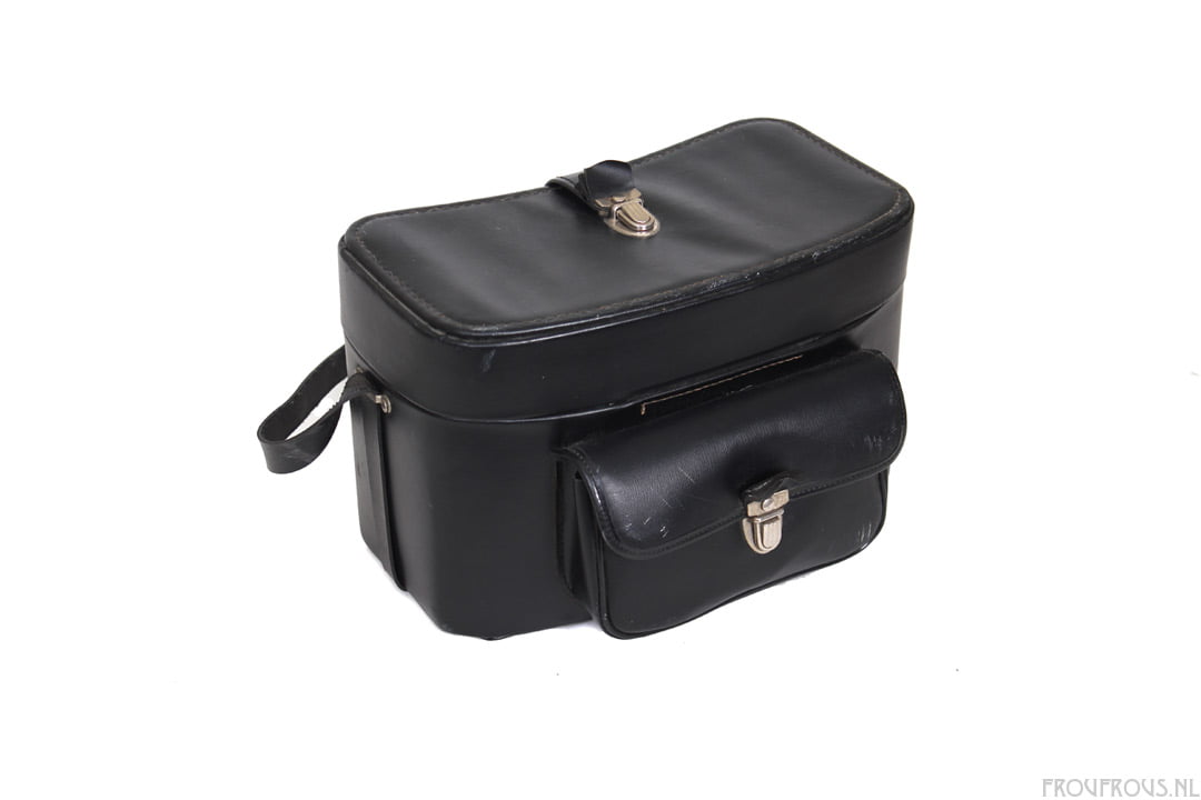 Zwarte vintage cameratas met voorvak