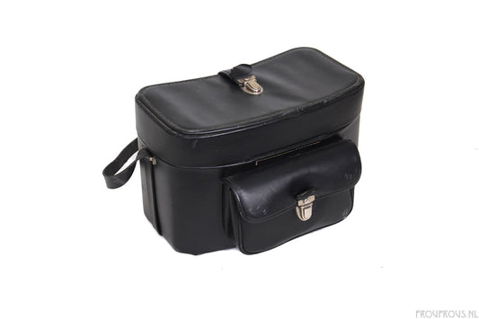 Zwarte vintage cameratas met voorvak