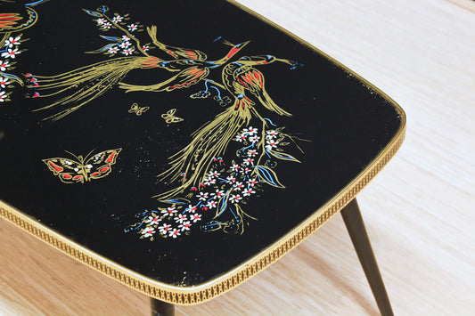 Vintage zwarte salontafel pauw elegante pootjes