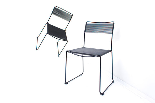 vintage zwarte spaghetti stoelen Giandomenico Belotti-stijl