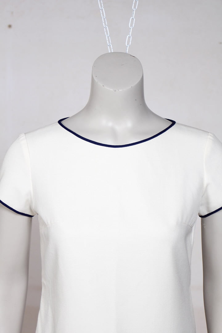Witte vintage jurk met biezen XS