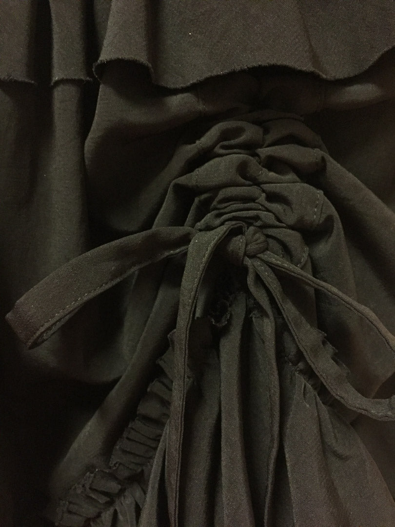 Yohji Yamamoto zwarte rok gelaagde met draperieën