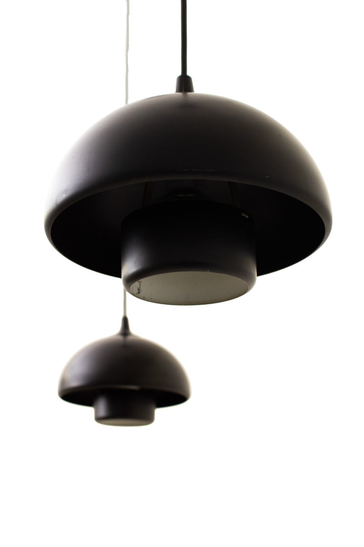 Set van 2 vintage mushroom hanglampen zwart