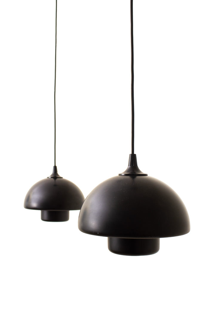 Set van 2 vintage mushroom hanglampen zwart