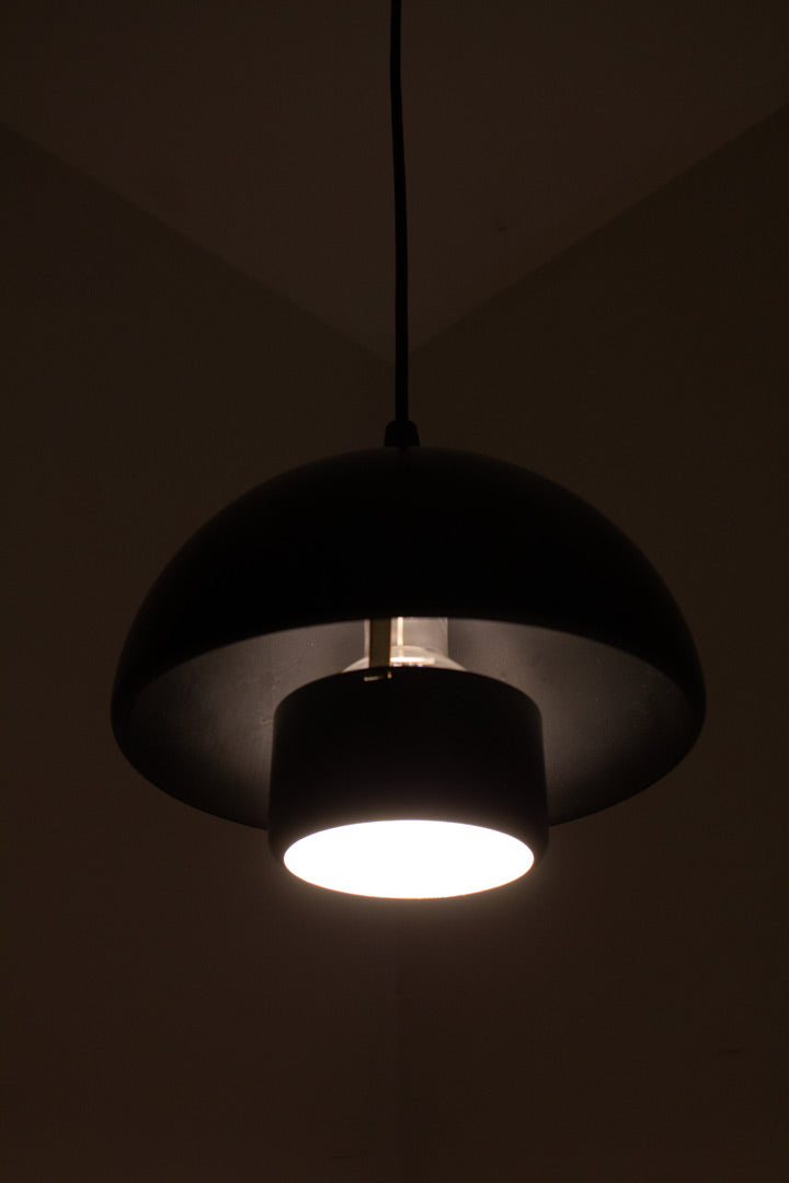 Set van 2 vintage mushroom hanglampen zwart
