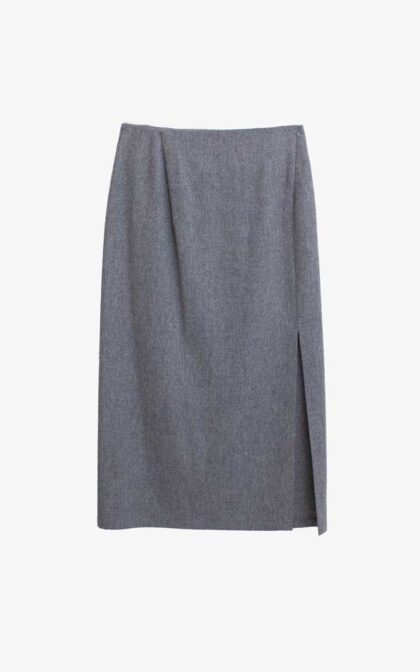 Vintage Jil Sander wollen maxi rok grijs deels cashmere